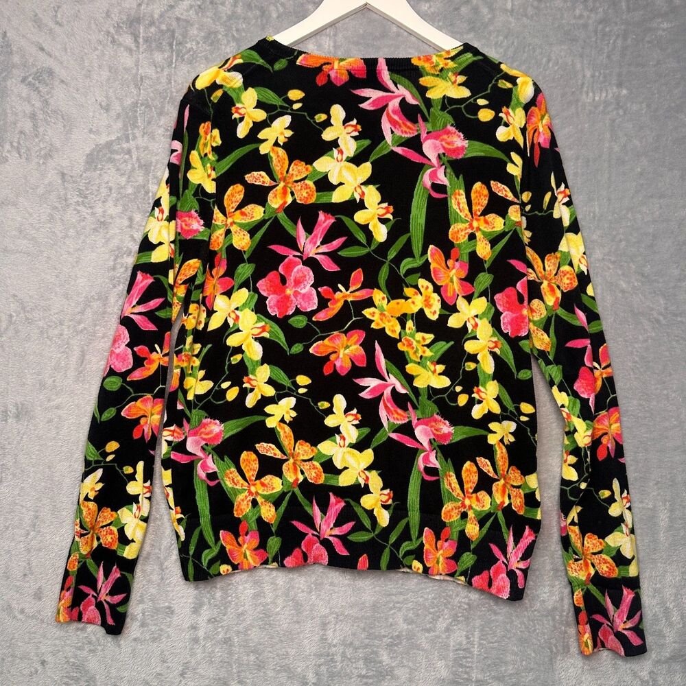 Lands End Floral Cardigan Sweater Size Large - Picture 2 of 10